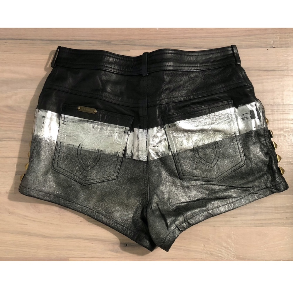 Vintage Rag Union High Waisted Leather Shorts - Picture 3 of 6